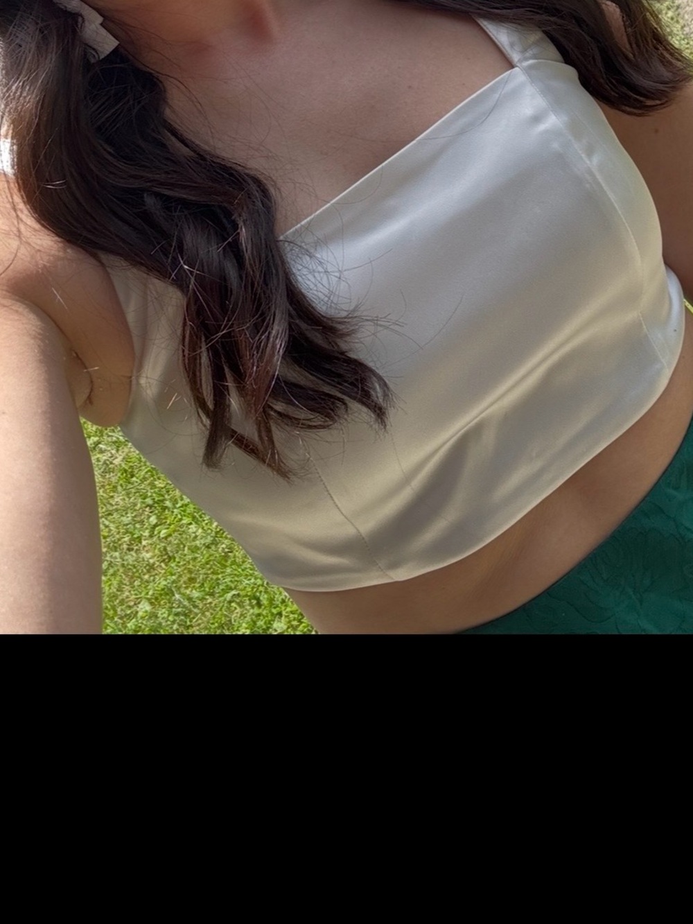 Abercrombie & Fitch White Satin Crop Tank